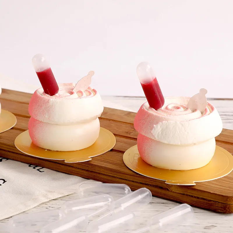 PATIKIL 200 Pcs Cupcake Pipettes 4ml Disposable Plastic Dessert Pipettes - Clear Round Shape For Cakes And Treats