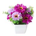 Artificial Flower Potted Plant Lifelike Gypsophila Wood Pot Bonsai Home Garden Ornaments Decoration.