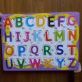 wooden alphabet blocks uppercase latter puzzle board montessori. 