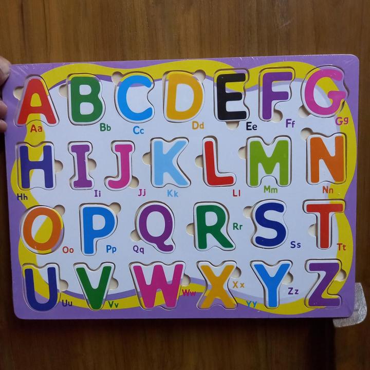 wooden alphabet blocks uppercase latter puzzle board montessori