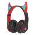 Devil Ear Bluetooth Headphones With Microphone Stereo Music RGB Flashing For Cell Phones Pc Gamer Gaming Headset Kids Boys Gift.