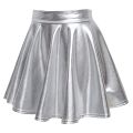 Womens Laser High Waist Mini PU Leather Skirt Club Party Dance Shiny Holographic Skirts Harajuku JK Metallic Pleated Skirt. 