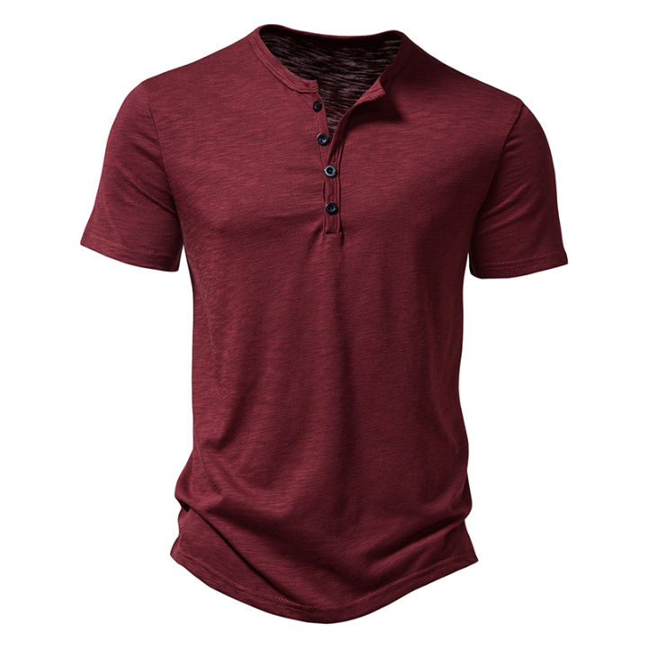 Henley%20Collar%20Summer%20Men's%20Casual%20Solid%20Color%20Short%20Sleeve%20T%20Shirt%20For%20Men%20Fashion%20Button%20Polo%20Male%20High%20Quality%20Top%20Tees%20Shirts%20-%20Image%204