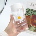 500ml Small Transparent Plastic Water Bottles for Girls Creative Frosted Drink Kawaii Water Bottle with Portable Travel Tea Cup.