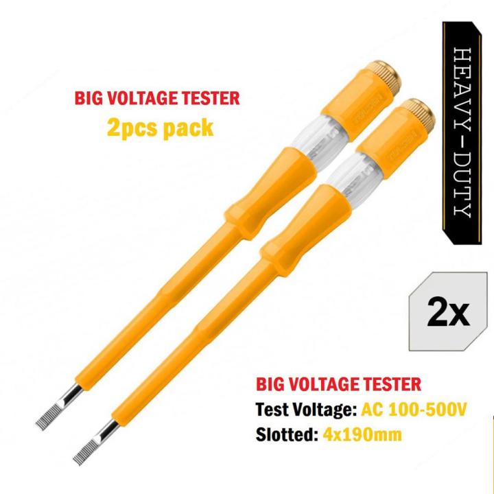 TOLSEN 02Pcs Big Voltage Tester 100-500V 4X190mm Neon Bulb Model: 38115