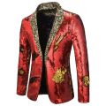 Luxury Gold Sequin Glitter Jacket Men Slim Fit Notched Lapel Blazer Jacket Mens Nightclub Stage Singers Blazers Costume Homme. 
