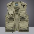 14 Pockets Summer New Men US Tactical Hiking Fishing Vest Mens Photographer Waistcoat Mesh Cargo Sleeveless Jacket Tool Vest 7XL. 
