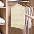 16 Pockets Clear Hanging Bag Socks Tie Bra Underwear Rack Hanger Storage Organizer Foldable Wardrobe Wall Door Back Hanging Bags.
