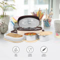 MILTON Executive Lunch Prime Box, 2 Inner Steel Round Containers 300ml Each and 1 Microwave Safe Oval Plastic Container, 450ml with Insulated Bag, Office Tiffin, Leakproof,.