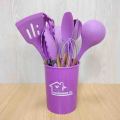 12pcs Wooden Silicone Kitchen Utensil Nonstick. 