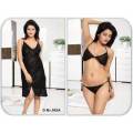 Three Piece Satin Solid Women's Nighty Set - Nightwear - Comfortable and Suitable for All Seasons. 