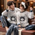 Autumn Winter Pajama Sets Pyjamas Women Cartoon Cute Home Wear Men Pijama Clothes Flannel Sleepwear Dinosaur Couple Sleepwear. 