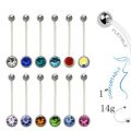 12Pcs Acrylic Flat CZ Gem Bioplast Flexible Pregnancy Navel Belly Button Rings Piercing Charming Navel Bar Body Jewelry 14g.