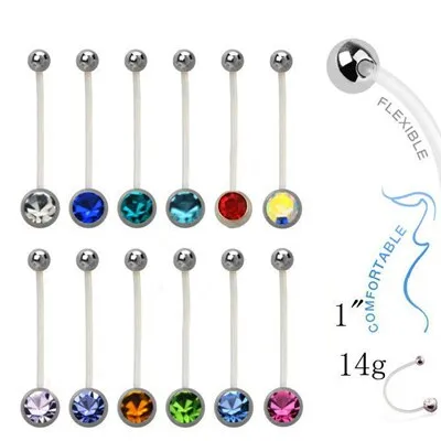 12Pcs%20Acrylic%20Flat%20CZ%20Gem%20Bioplast%20Flexible%20Pregnancy%20Navel%20Belly%20Button%20Rings%20Piercing%20Charming%20Navel%20Bar%20Body%20Jewelry%2014g%20-%20Image%202