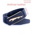 Black stylish artificial leather belt for men.