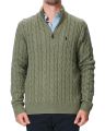 Ralph Lauren Cable-Knit Cotton Quarter-Zip Sweater โ Olive.