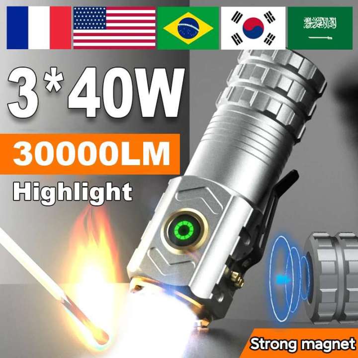Mini Led Torch High Lumen 30000 Strong Light Hand Lamp Super Bright Tactical Flashlight Emergency Lamp High Power Led Flashlight