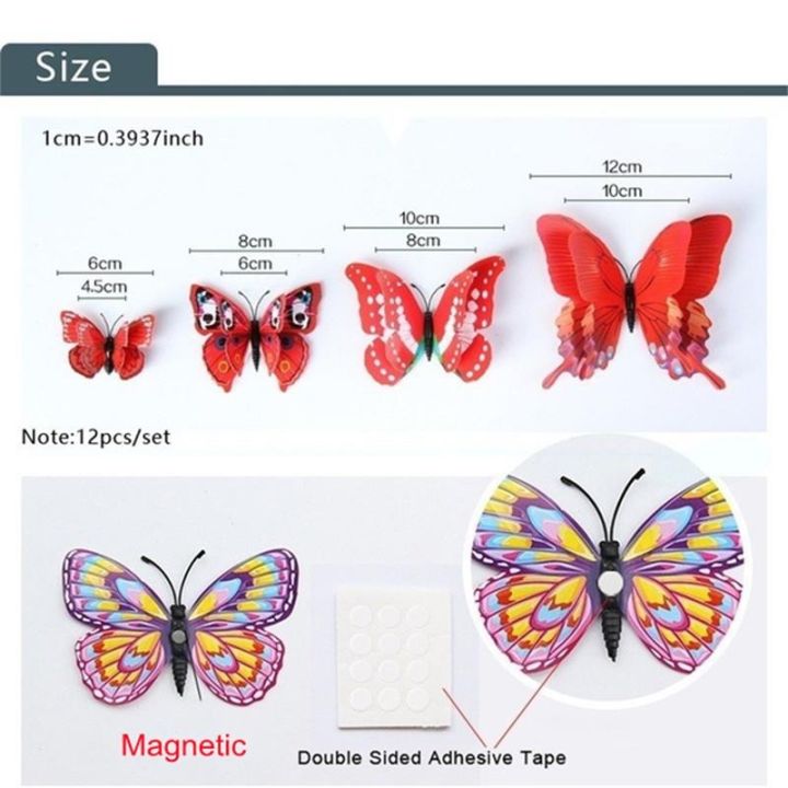 12Pcs%203D%20Three%20Dimensional%20Double%20Layer%20Simulation%20Butterfly%20Sticker%20Refrigerator%20Sticker%20Wardrobe%20Sticker%20-%20Image%208
