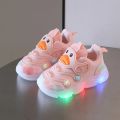 Kids Sport Shoes with Light Cartoon Cute Duck Breathable Mesh Toddler Girls Sneakers Kids Shoes Baby Boys LED Infant Sneakers.