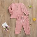 Toddler Baby Boy Relax Wear Outfit Fall Winter Clothes Set Button-Down Shirt Tops Pure Cotton Pants 2PCS Set. 