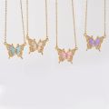 18k Gold Semicolon Butterfly Necklace for Women Fashion Accessories Jewelry Hypoallergenic. 