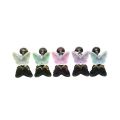 SMTNEK resin titanium steel outer teeth translucent rainbow color butterfly lip stud earrings stainless steel piercing jewelry.