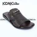 Iconic Shoes Dark Brown Genuine Leather Man Sandal.