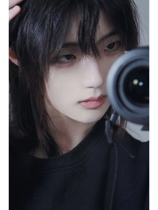 Wolf%20Tail%20Mannequin%20Head%20Men's%20and%20Women's%20Short%20Hair%20Men's%20Japanese%20Handsome%20Warrior%20Head%20Fluffy%20Center-Parted%20Bangs%20Anchovy%20Head%20Full-Head%20Wig%20Style%20-%20Image%203
