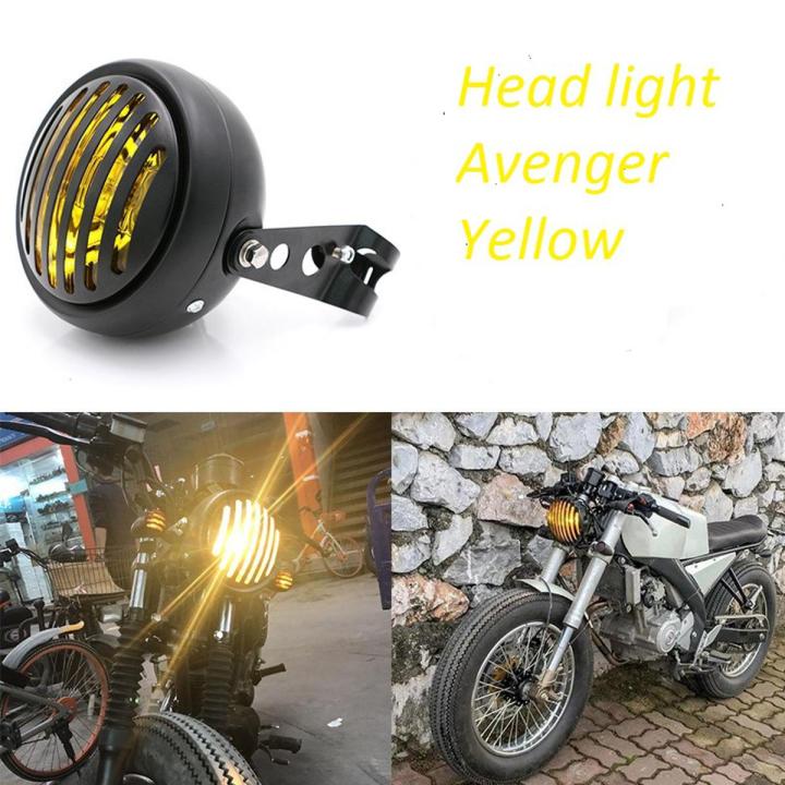 Motorcycle Headlight Assembly Headlamp Grill Style Universal for Cafe Racer-1Pcs Motorfit 6.5" Vintage head light Yellow