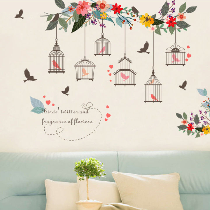 Removable Flower Bird Birdcage Wall Art Sticker Decal Living Room Home DIY Decor - Wall Sticker