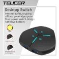 TEUCER Desktop Power Switch Button with Dual USB Audio Port Computer External Extension Power Cable On/Off Button. 