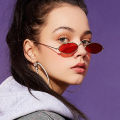 （NEW）Korean Oval Sunglasses Men Women Hip-hop Retro Metal Frame Glass Shades Eyewear Yellow Red Tiny Round eye glasses. 