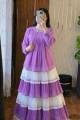 L.F.M Premium 2-Piece Cherry Georgette Kurta and Lace-Work Multi-Tiered Skirt Set – Customized Flare (100+ inches).
