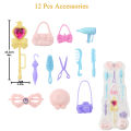 Random 1 Set Doll Accessories for Barbie Doll Shoes Boots Mini Dress Handbags Crown Hangers Glasses Doll Clothes Kids Toys 12''.