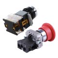 22mm NC Red Mushroom Emergency Stop Push Button Switch 600V 10A ZB2-BE102C & LA38-11/203 Push Button Momentary Heavy Duty Power Press Switch Green. 