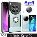 Infinix Zero 40 4G Shockproof Phone Case for Infinix Zero 30 5G 4G 4 in 1 Full Transparent Hydrogel Soft Film Screen Protector and Mobile phone holder. 