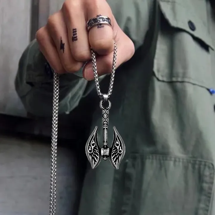 AliExpress%20cross-border%20e-commerce%20supply%20stainless%20steel%20men's%20Viking%20tomahawk%20pendant%20necklace%20titanium%20steel%20retro%20personality%20pendant%20-%20Image%204