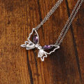Fashion Romantic Magnetic Couple Necklaces Zirconia Hollow Butterfly Pendant Collarbone Chain Charm Necklace for Women BBF Jewelry Gifts Qoddess. 