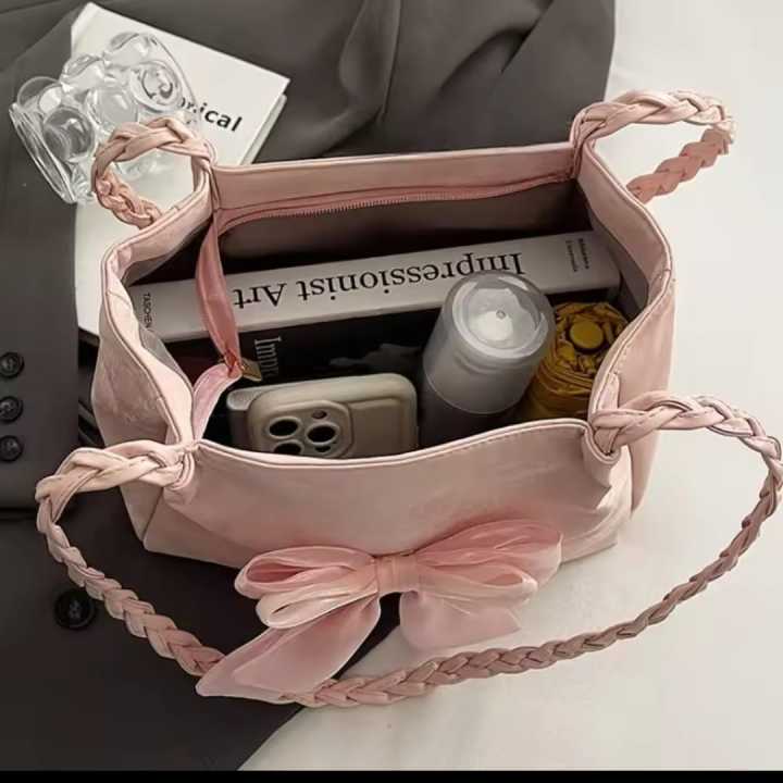Bows%20Versatile%20Casual%20Hand-held%20Tote%20Bag%20Women's%20Bag%20Simple%20Spacious%20Trendy%20Crossbody%20Bag%20Commuter%20Bag%20-%20Image%203