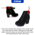 Women Boots Shoes With Heel WB-85 Imported Korean Design PU Leather Ankle Boots Western Outfit Leg Toe Cover Fashionable Shoes For Girls And Ladies. 