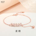Jin Hongyu wheat ear bracelet women's 925 sterling silver forest leaf bracelet small fresh and versatile rose gold hand jewelry wholesale. 