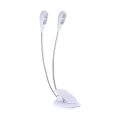 Dual Flexible Double Flex Goosenecks 4 LEDs Piano Music Stand Book Lights Reading Lamp Clip-on Table Desk Lamp USB/AAA Operated.