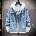 Denim Jacket Mens Hooded Slim Fit Casual Streetwear Jean Jackets Long Sleeve Trendy Outerwear Autumn Winter Jacket Coat for Men.