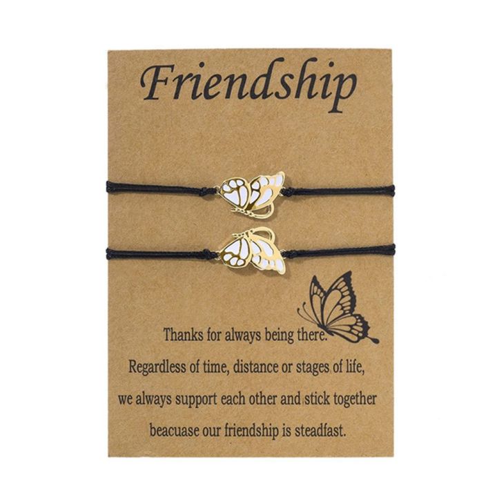 【Daily Necessities For Anyone Store】Gifts Birthday Long Distance Matching Friends Butterfly BFF Friendship Bracelets for 2 Girls