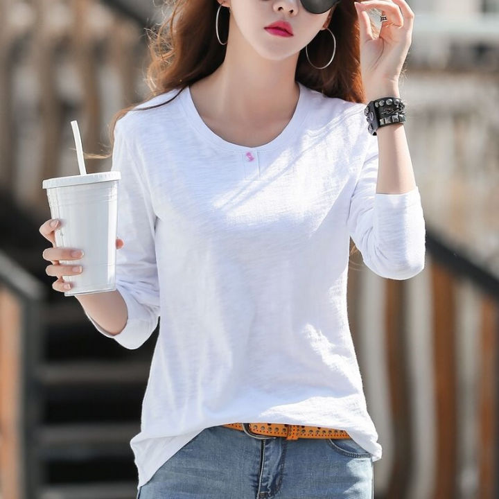 2023%20Autumn%20and%20Winter%20New%20Korean%20Style%20Long%20Sleeve%20T%20T-shirt%20Women's%20Slim%20Fit%20All-Match%20Bottoming%20Shirt%20Top%20Simple%20Inner%20Wear%20Younger%20-%20Image%204