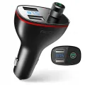 ROCK B300 3.4A bluetooth 4.2 Handsfree Calling FM Transmitter Digital Monitor Dual USB Car Charger. 