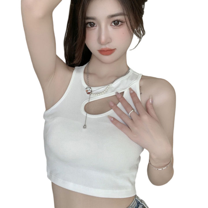 Women%20Padded%20Tank%20Tops%20Summer%20Casual%20Solid%20Color%20Cutout%20Sleeveless%20Crop%20T-shirt%20for%20Streetwear%20Club%20Wear%20-%20Image%202