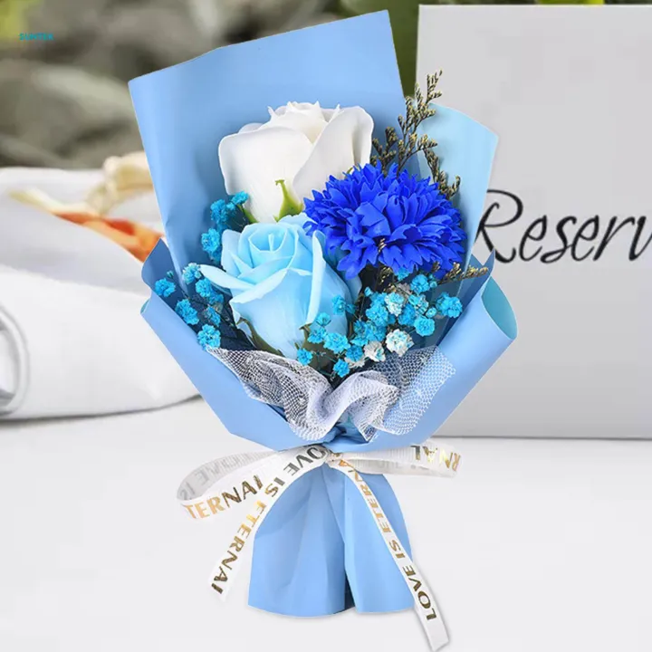 Soap%20Flower%20Bouquet%20Artificial%20Flower%20for%20Engagement%20Ceremony%20Anniversary%2020cm%20blue%20paper%20-%20Image%202