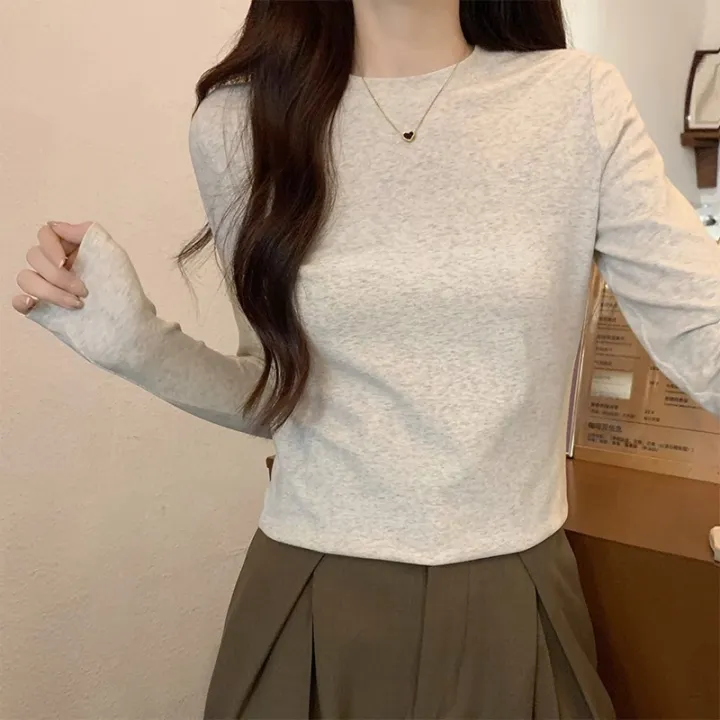 Women's%20cotton%20long-sleeved%20T-shirt%20elastic%20slim%20fit%20round%20neck%20tight%20inner%20wear%20simple%20all-match%20autumn%20and%20winter%20bottoming%20shirt%20top%20-%20Image%205