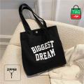 TAG Lifestyle Canvas Tote Bag/Exclusive BIGGEST DREAM Design Black Color for girls For University/College/Trendy Fashionable Women.